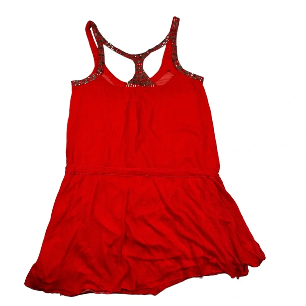 FREE PEOPLE: Red Drop Waist Sequin & Beaded Sleeveless Dress -Size 8